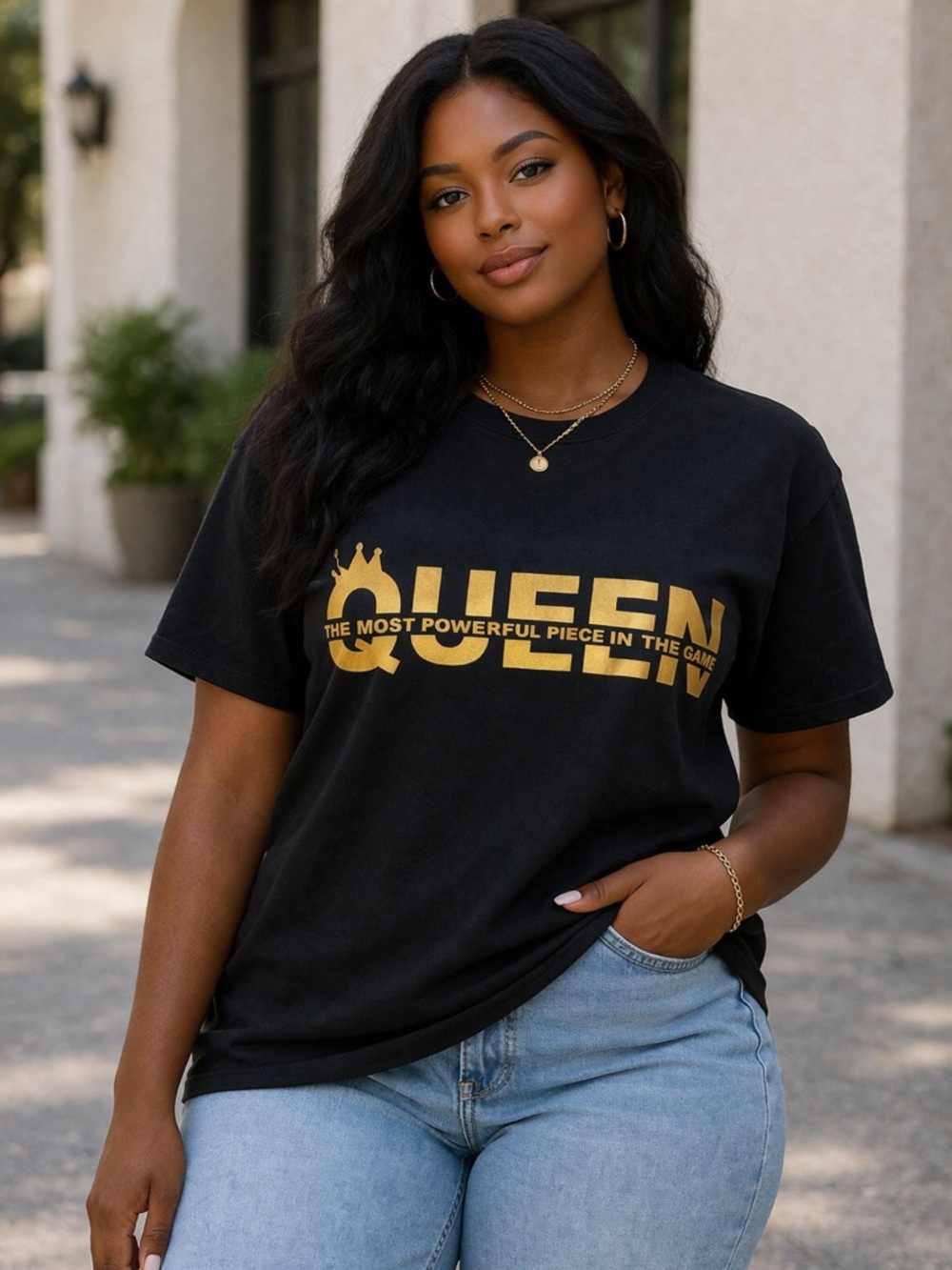 Queen Graphic Tee Black Gold Statement Shirt Casual Boss Babe T Shirt
